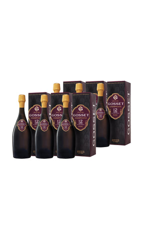 GOSSET 12 ANS CAVE A MÍNIMA ROSÉ | CAJA DE CARTÓN CON 6 ESTUCHES INDIVIDUALES CON 1 BOTELLA 0,75L