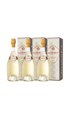 GOSSET GRAND BLANC DE BLNACS | CAJA DE CARTÓN CON 3 ESTUCHES INDIVIDUALES CON 1 BOTELLA 1,5L